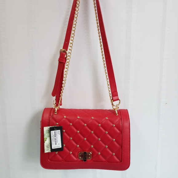 NWT Badgley Mischka Vegan Leather Red Crossbody Bag - Picture 4 of 11